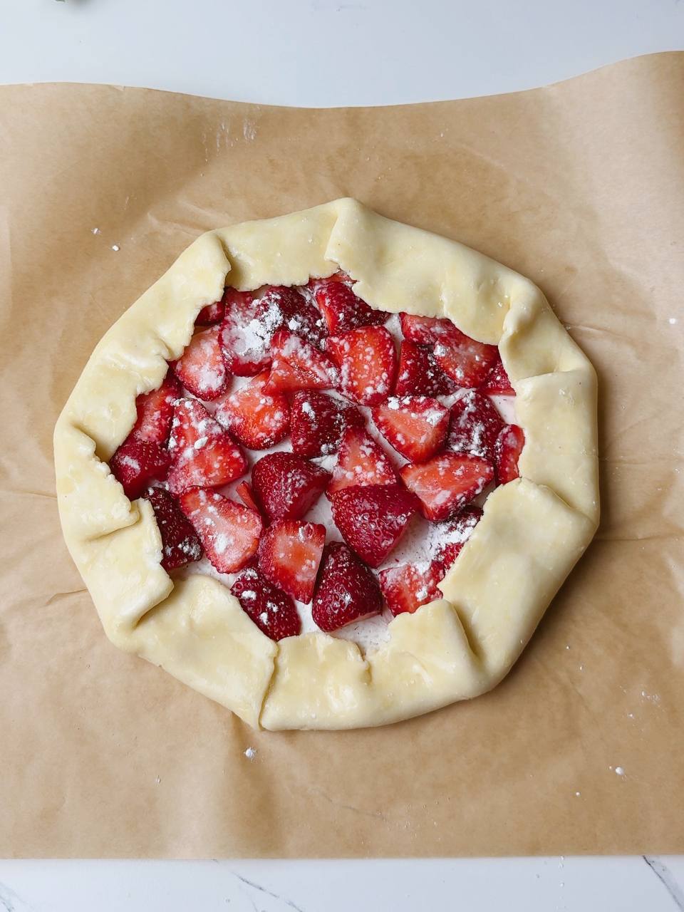Unbaked folded galette ready for the oven