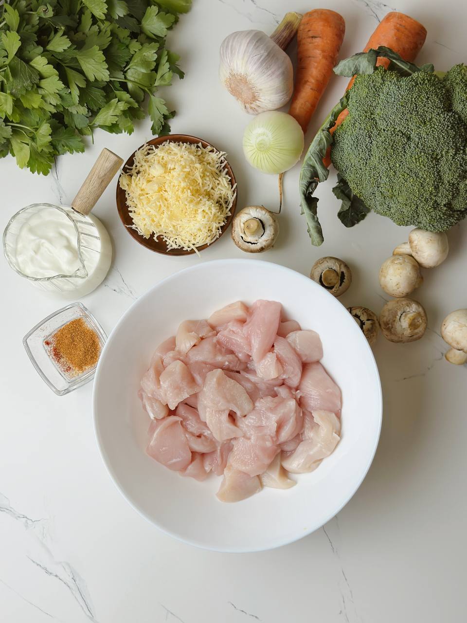 Ingredients for One-Pan Greek Yogurt Chicken and Veggies