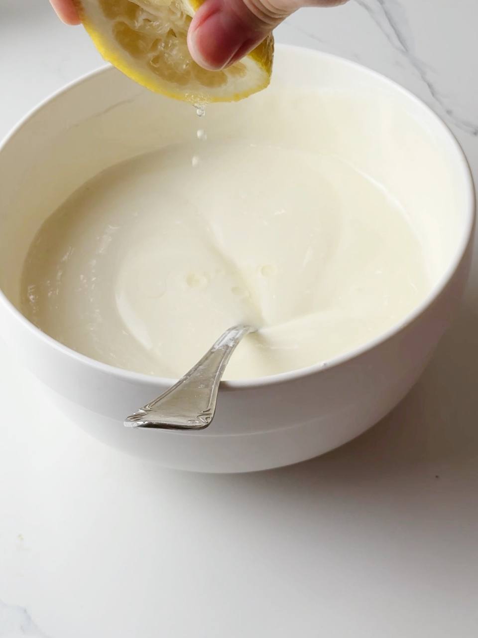 Fresh lemon juice added to cream mixture to balance the sweetness.