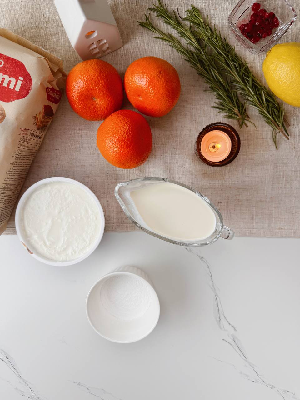 Ingredients for no-bake clementine tiramisu
