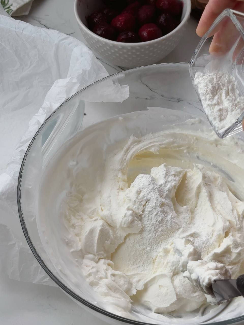 Preparing cream cheese layer for brownies