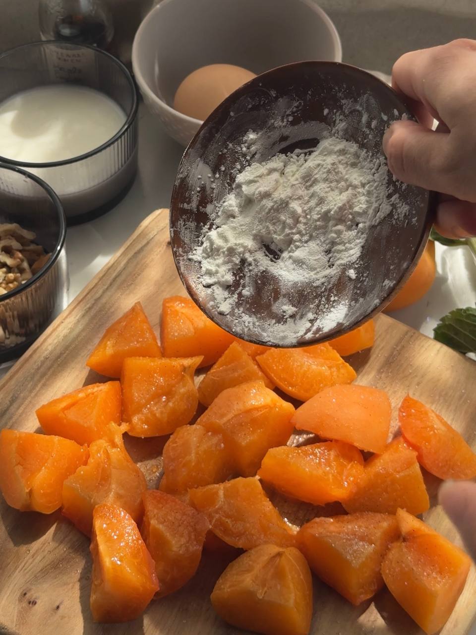 fresh apricots tossed with cornstarch and vanilla sugar