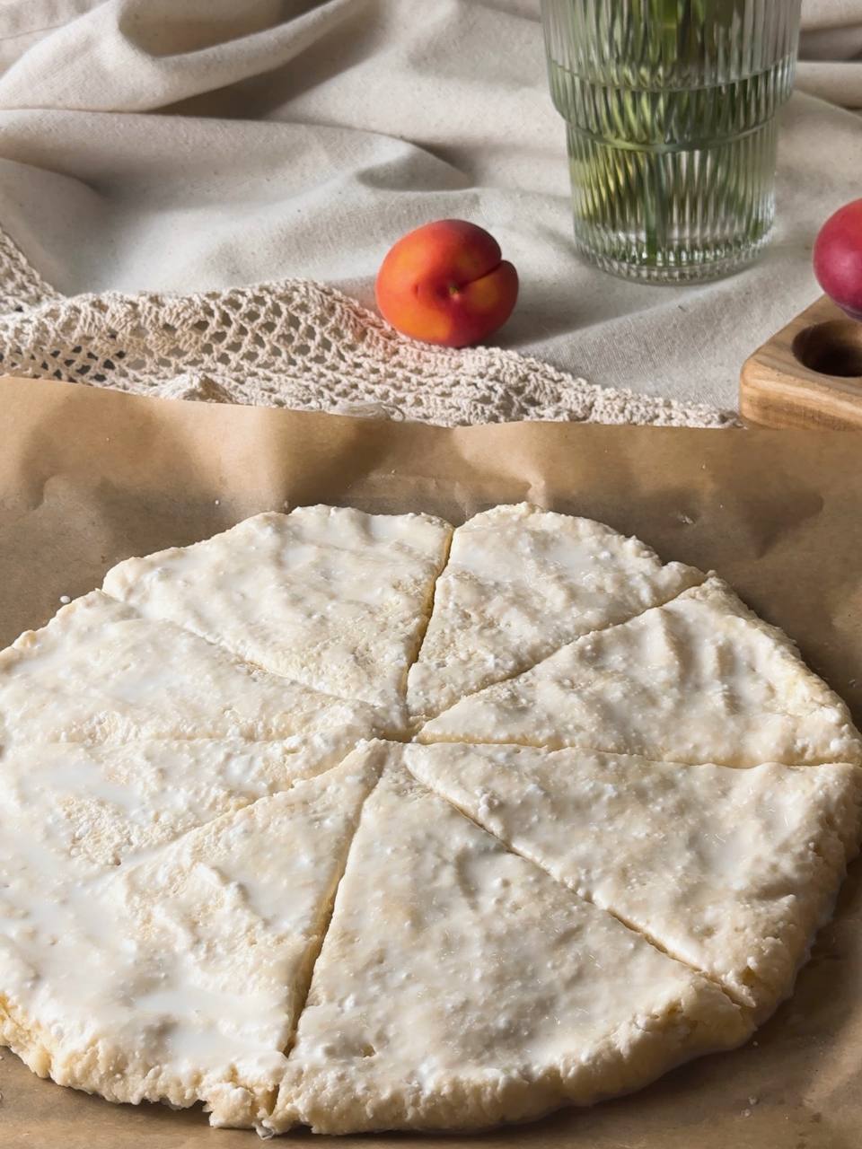 brushing cottage cheese scones with milk before baking