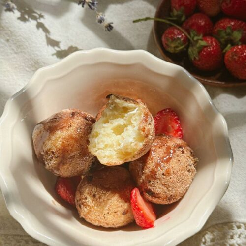 crispy cottage cheese donut with a soft, tender center