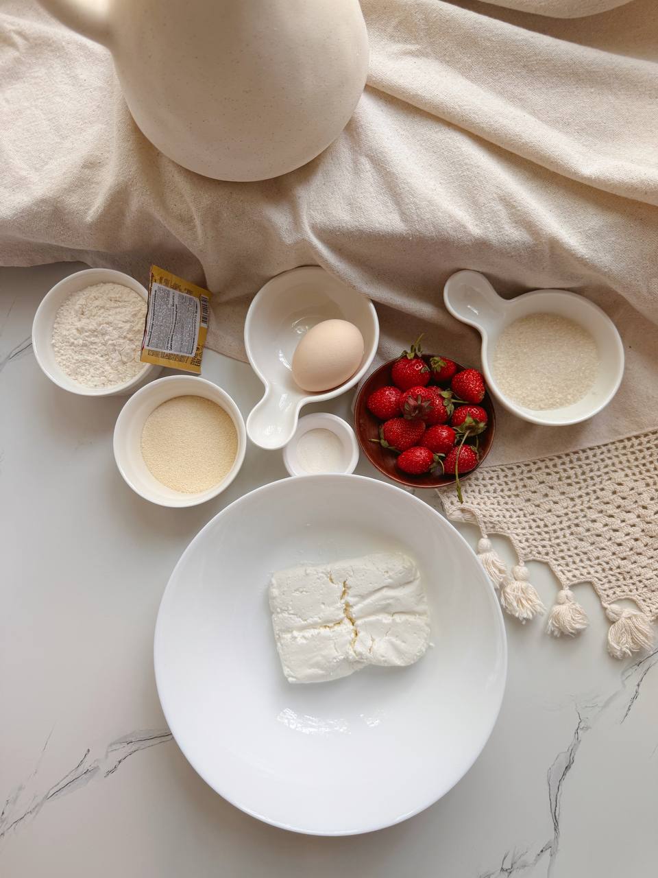 ingredients for crispy cottage cheese donuts
