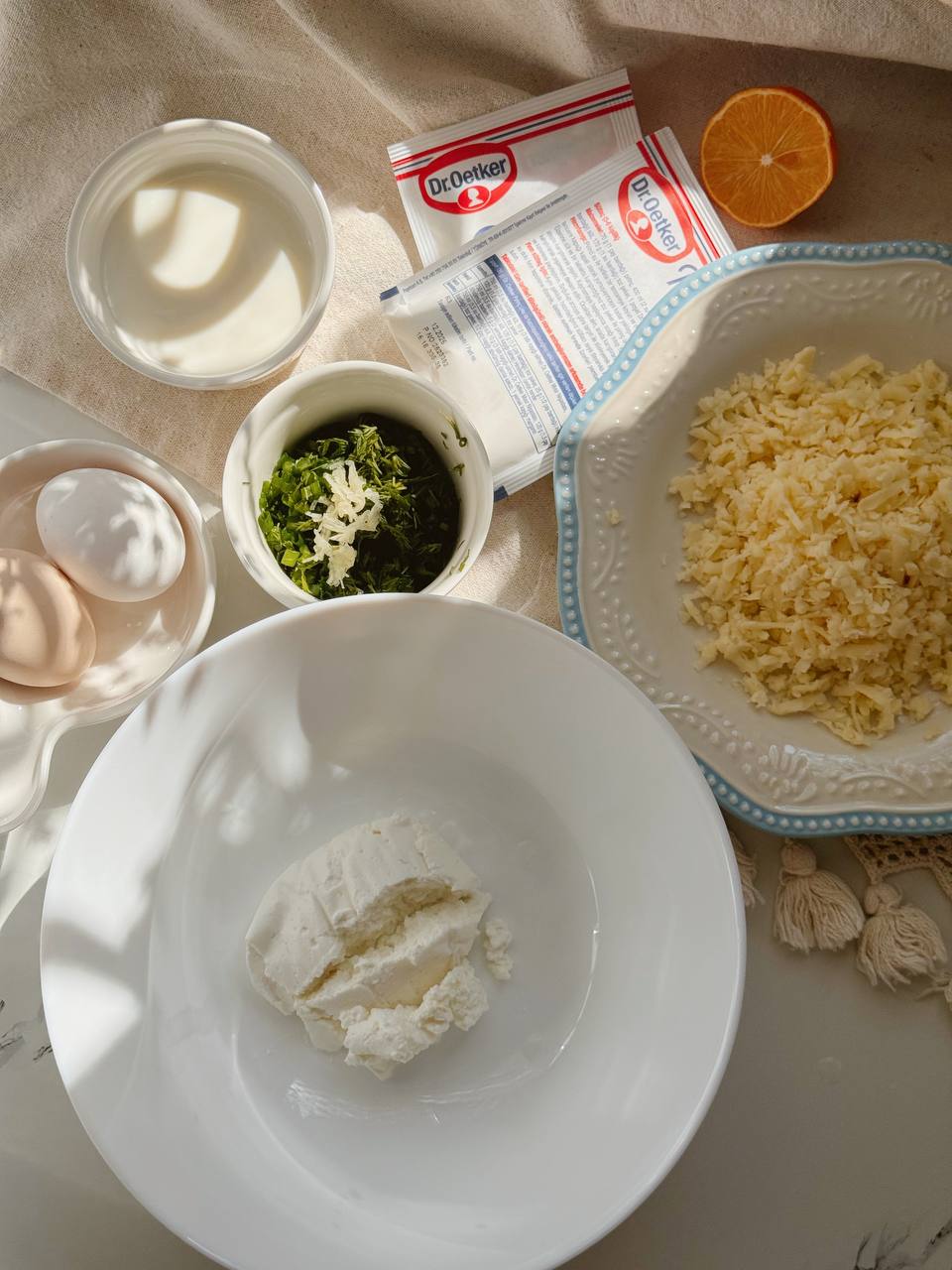 ingredients for gluten-free cottage cheese fritters