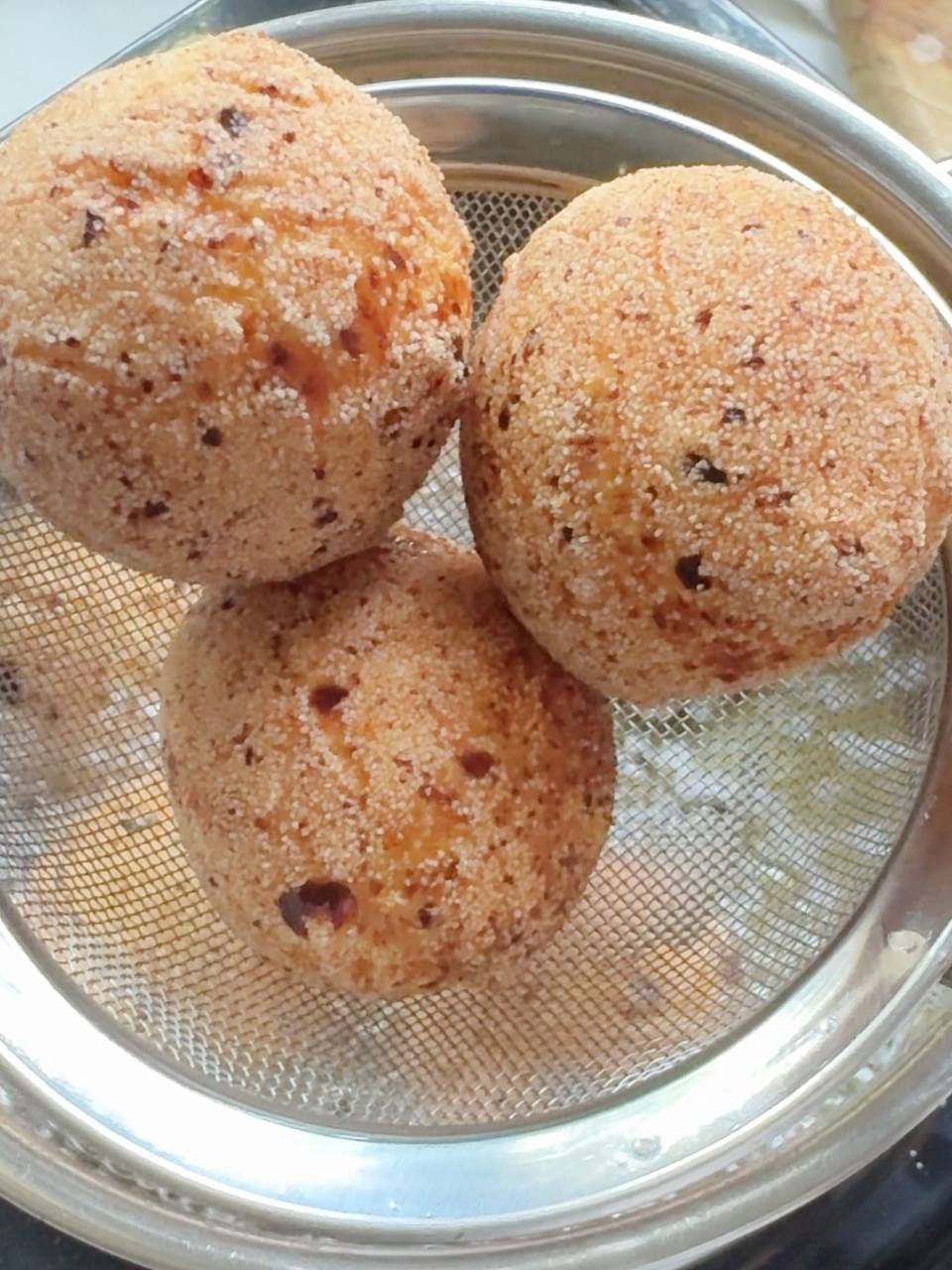 freshly fried cottage cheese donuts