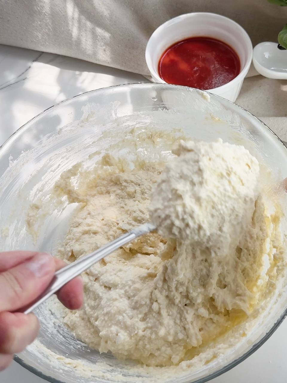 cottage cheese dough ready for shaping