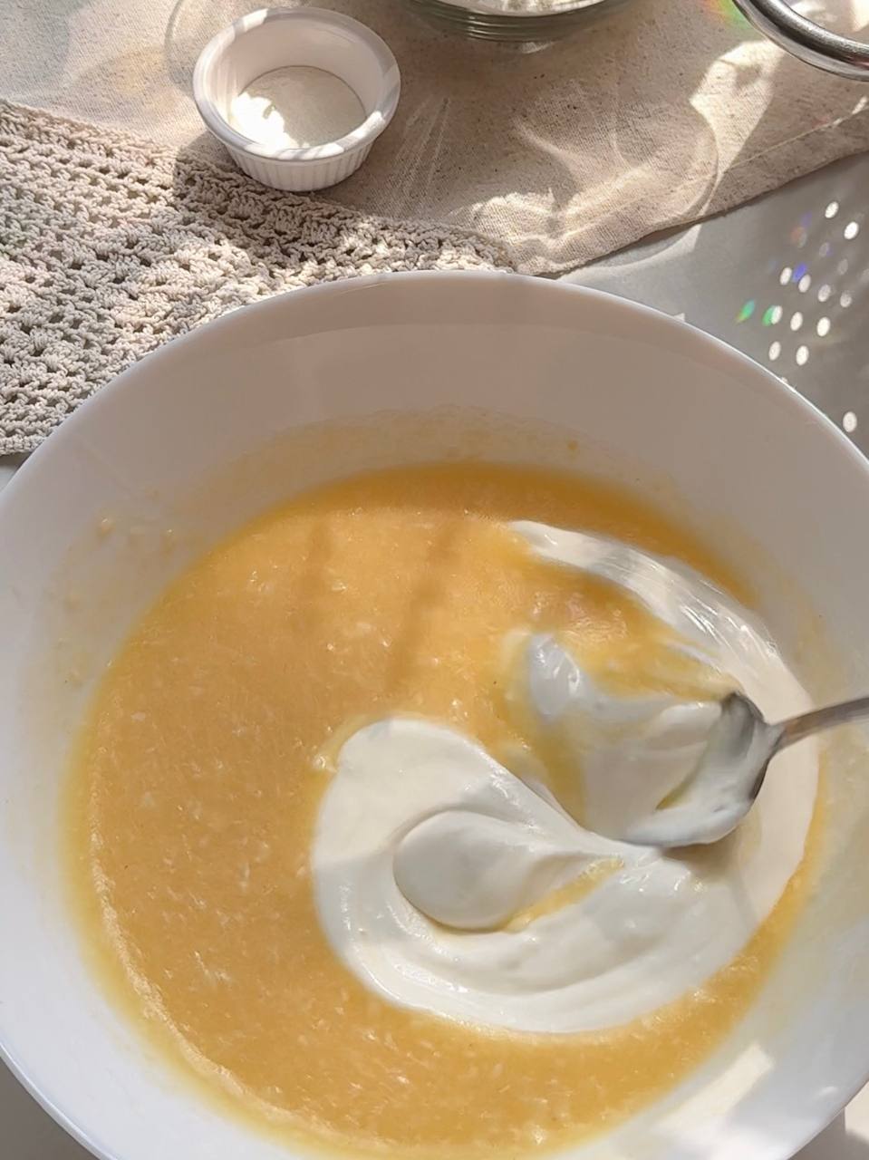 Adding Greek yogurt to the batter