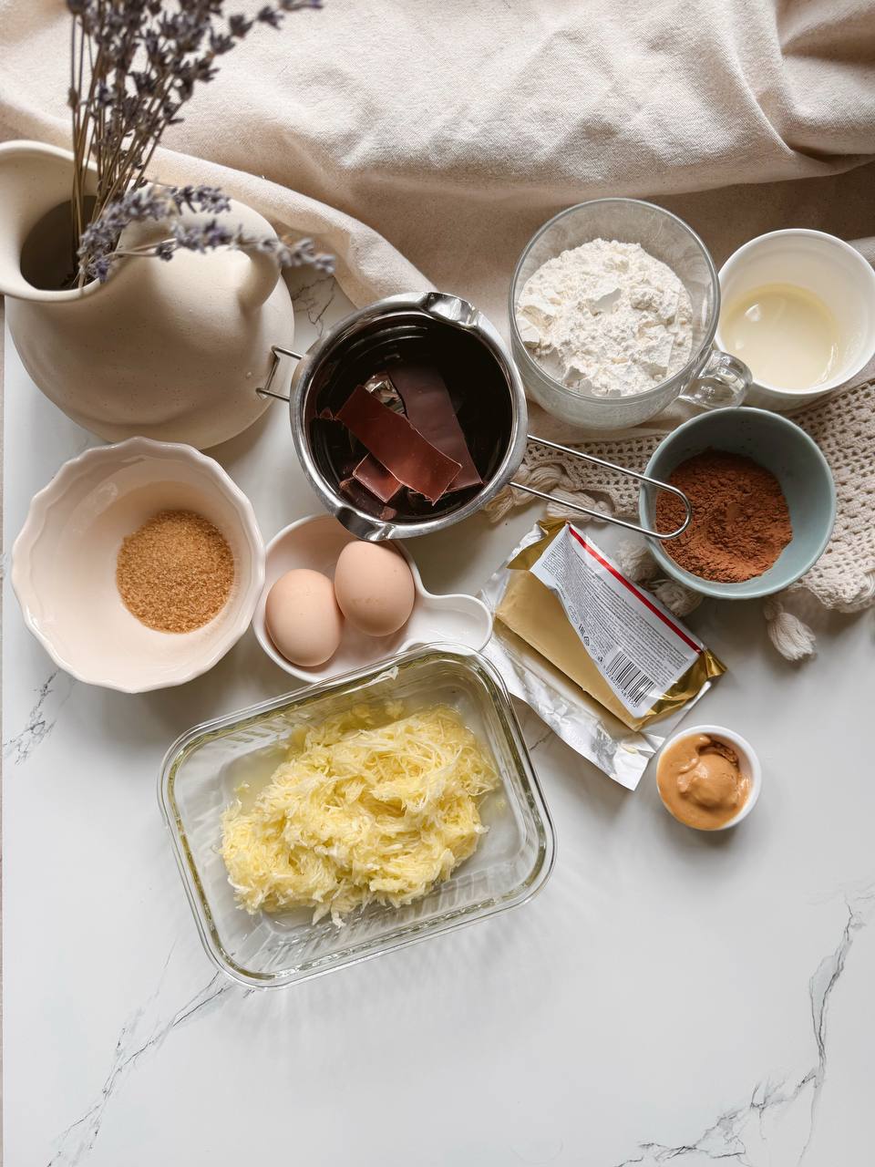 ingredients for chocolate zucchini brownies