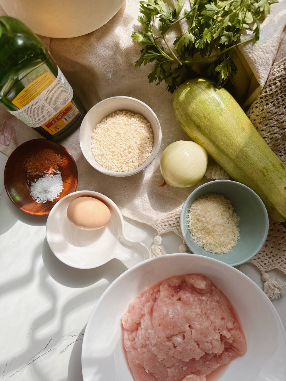 ingredients for crispy chicken zucchini patties