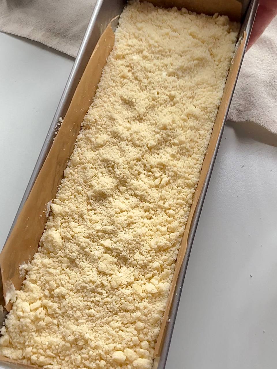 blackcurrant cottage cheese crumble cake before baking
