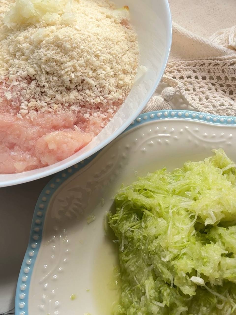 finely grated zucchini prepared for chicken patties