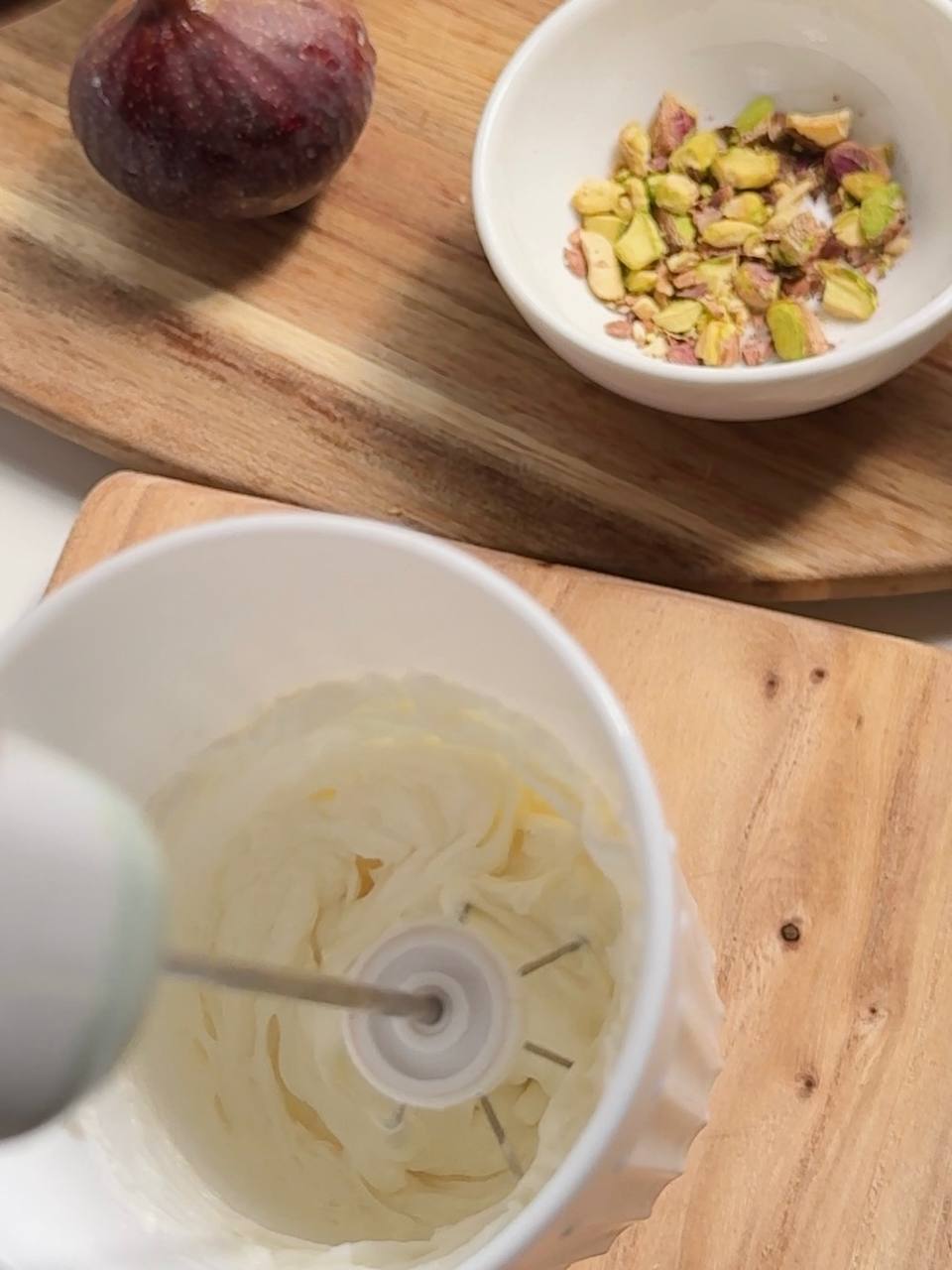 mixing creamy cottage cheese and Greek yogurt until smooth