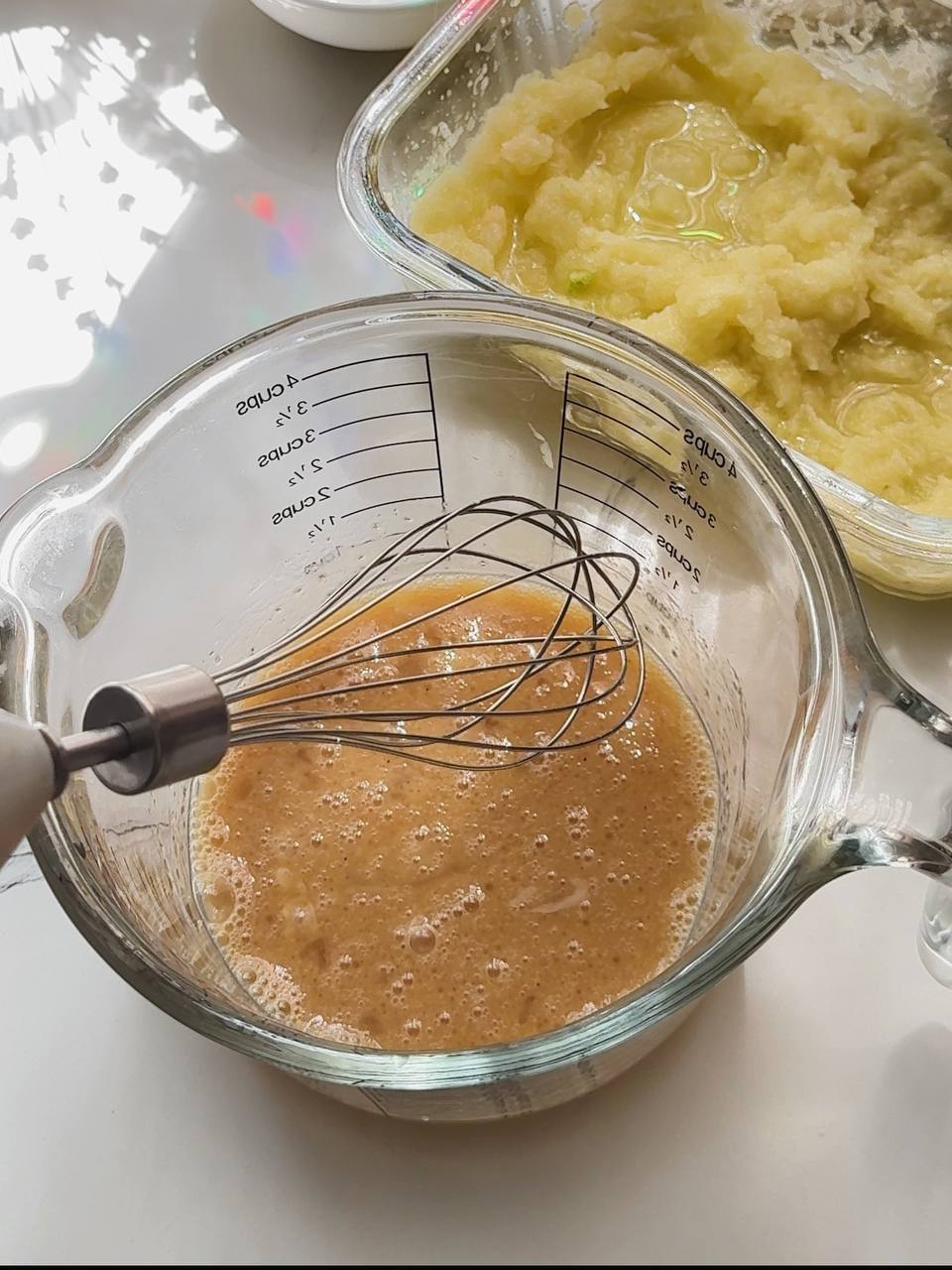 mixing the wet ingredients until smooth