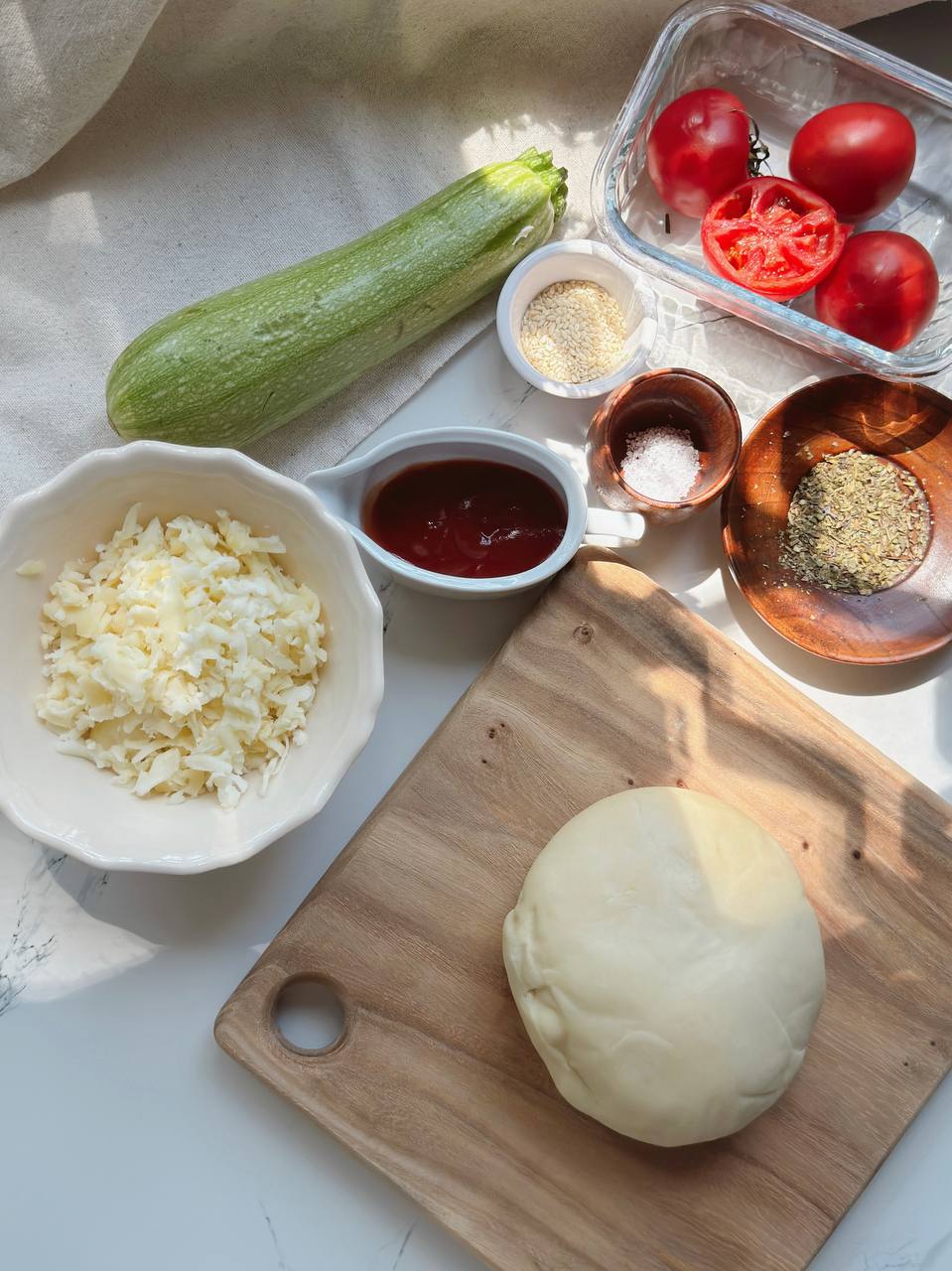 ingredients for an easy zucchini puff pastry tart